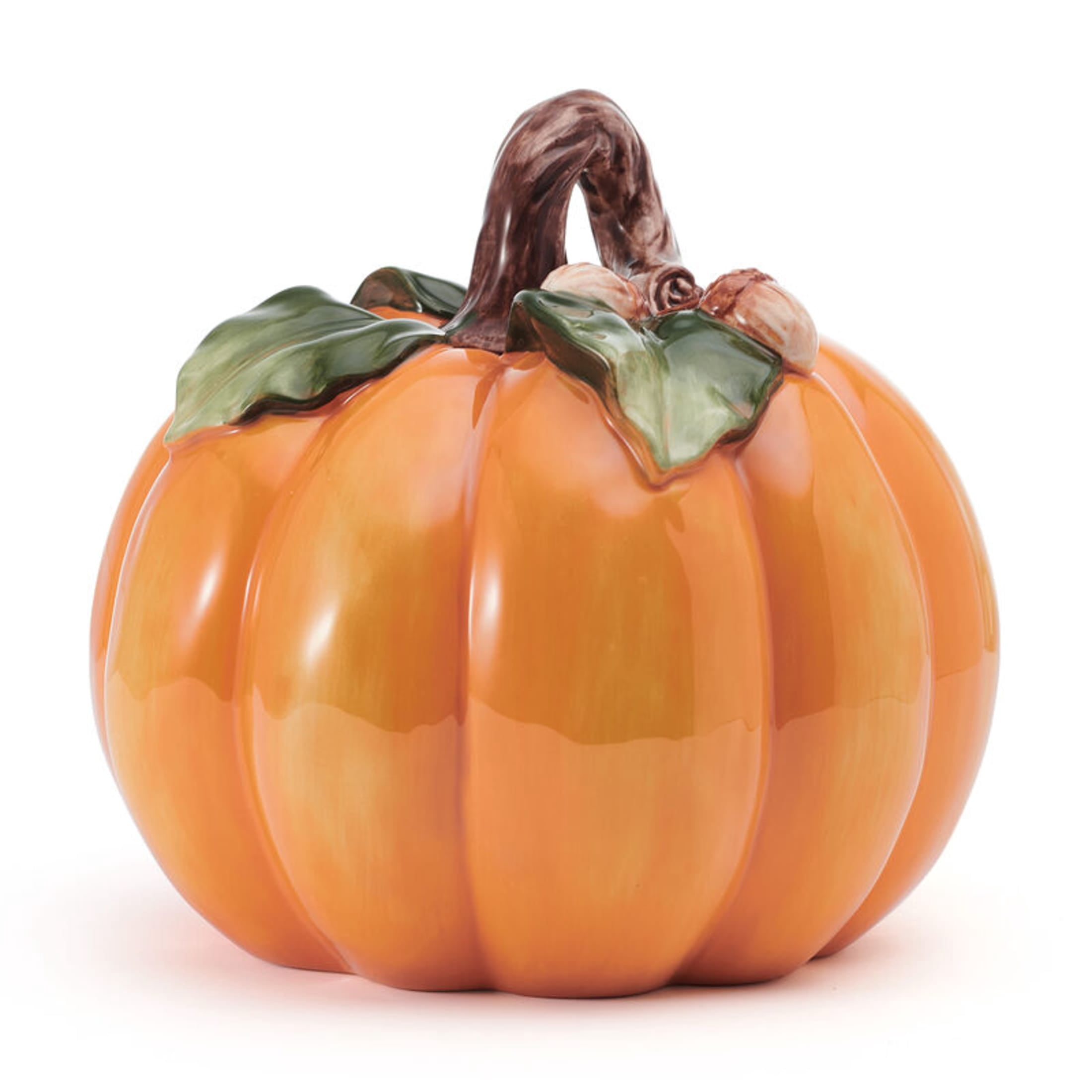 Fitz and Floyd Harvest Pumpkin Orange Earthenware Decorative Figurine (Set of 3)