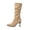 Khaki, variant on Women's Slouch Mid Calf Boots Slip On Anti Slip Wide Width Fall Dress Kitten Boots Brown 7.5
