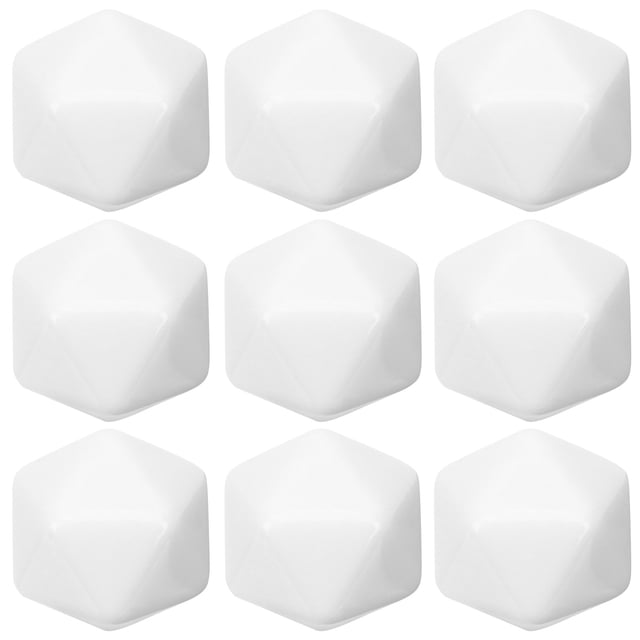 Set Of 10 Blank White D20 Dice - Acrylic 20 Sided Dice Cubes For Diy Crafts, Math Counting, Teaching, Board Games, Diy Stickers, And Party Fun