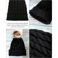 thumbnail image 6 of ‎TACYKIBD Women Winter Knitted Beanie Hat Glove Set Faux Fur Pom Slouchy Hat and Full Finger Knitted Gloves, 6 of 12