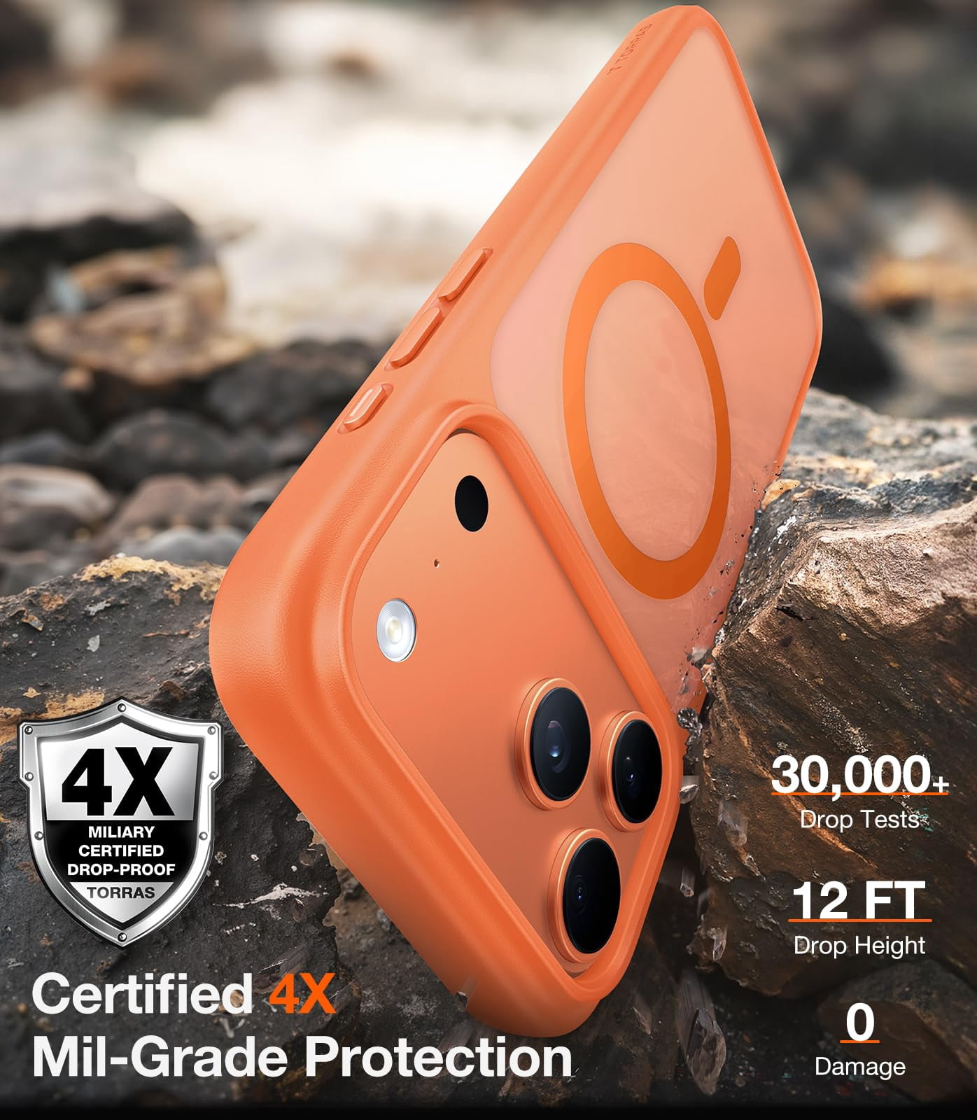 TORRAS Guardian Mag for iPhone 17 Pro Case, Stronger Magnetic & Shockproof,Fit for MagSafe, Military Grade Drop Protection, Camera Control, DIY Button,6.3″,Cosmic Orange