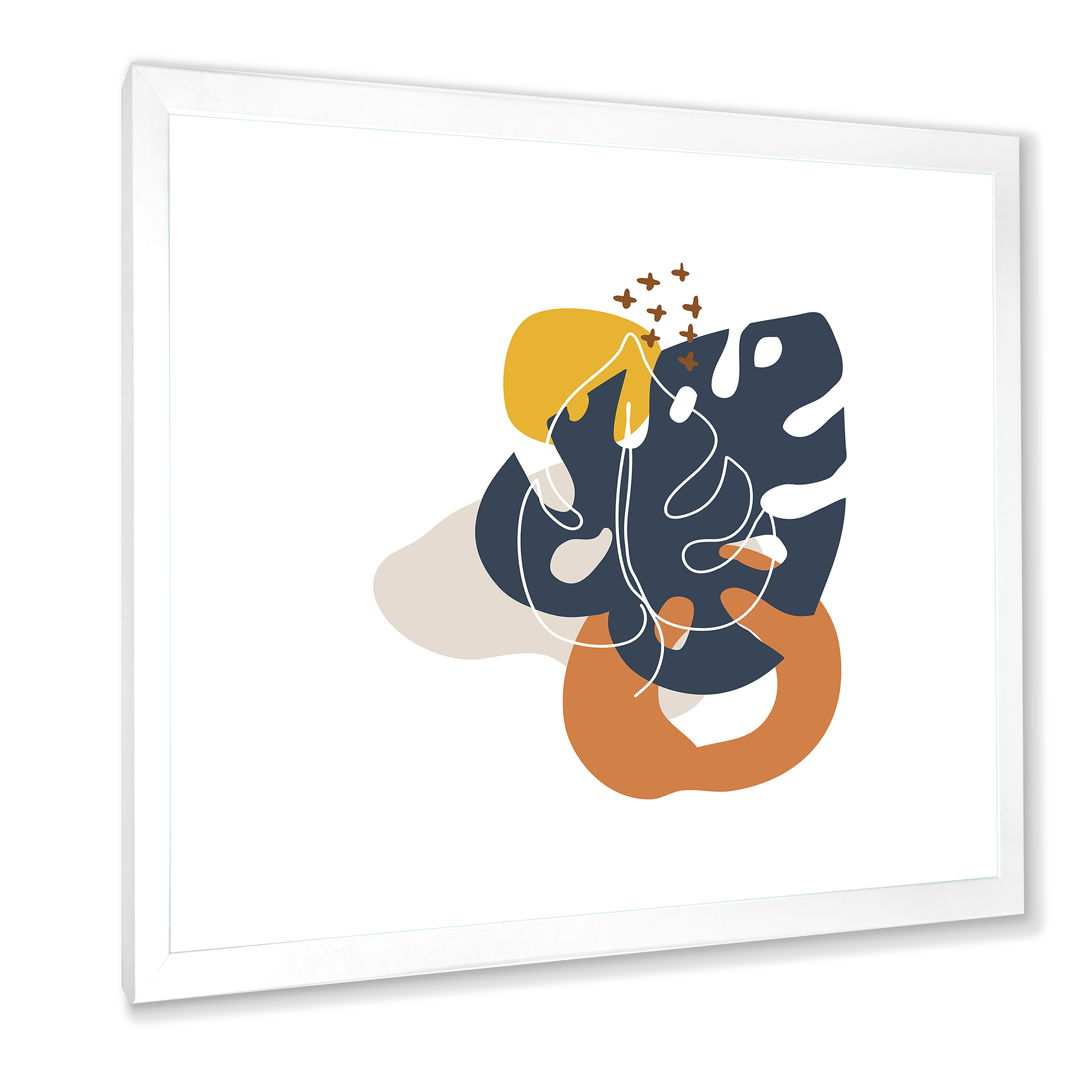 Designart 'Abstract Minimal Shapes Under Flowers IX' Modern Framed Art Print