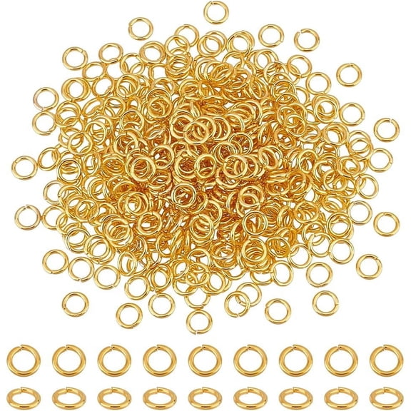 PH 490Pcs Brass Jump Rings Close but Unsoldered Golden 6mm Diameter Jewelry Making Findings Gold