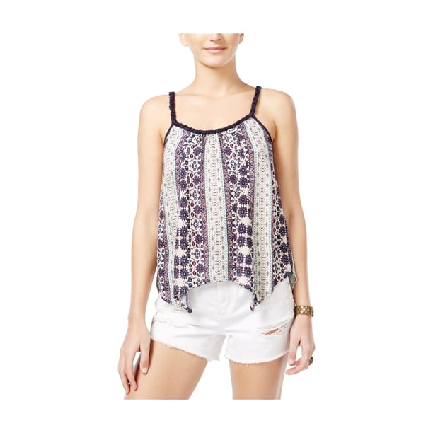 Camiseta sin mangas con dobladillo de pañuelo Estampado American Rag para mujer negro XX-Small