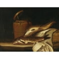 thumbnail image 2 of Pierre Nichon 14x12 Gold Ornate Wood Frame and Double Matted Museum Art Print Titled - A Still Life with Carps in Front of a Copper Kettle, 2 of 4