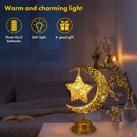 

Ramadan Desk Lamps Gifts Hollow Moon Eid Mubarak Decorative Night Light Gift UK
