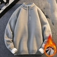 thumbnail image 2 of LpwkSSA Men's Fleece lined Quarter Zip Up Pullover Loose Fit Solid Color Thick Velvet Stand Up Collar Long Sleeve Sweater Gray M, 2 of 8