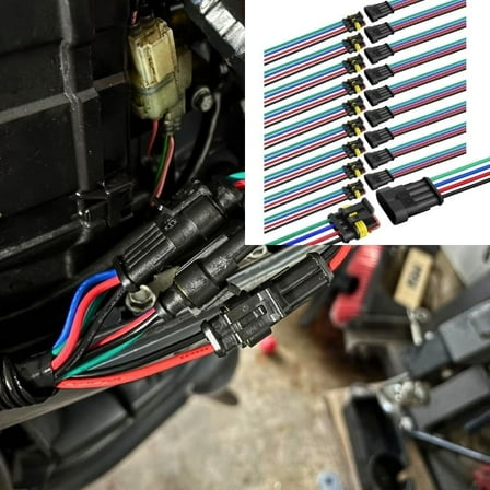 Nilight 4Pin Way Electrical Wire Connector 10 Pack 16AWG Male Female Plug Socket Quick Disconnect Waterproof Plug Play 1.5mm Series Terminal for Car Truck Motorcycle Marine Boat