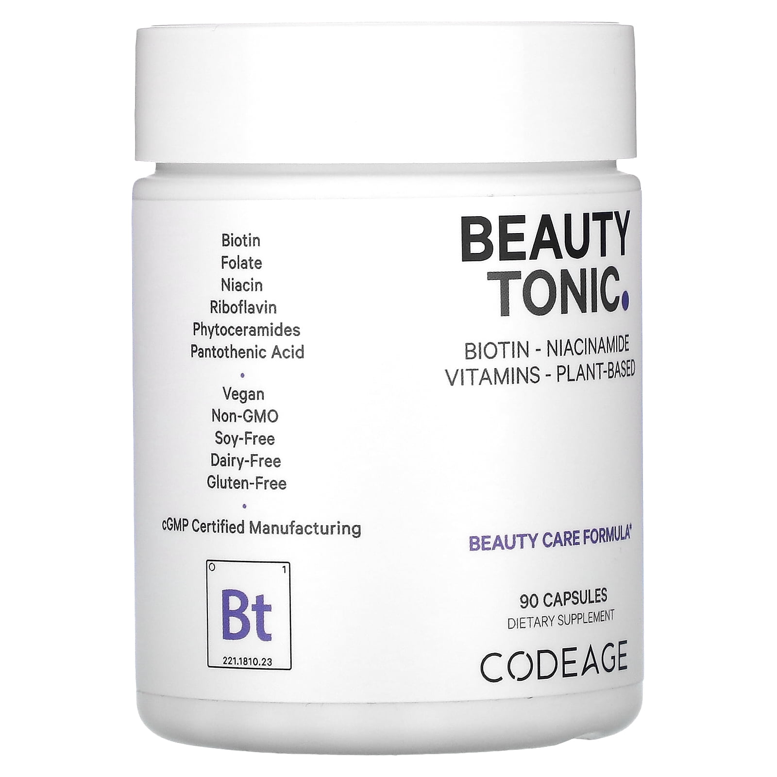 Codeage Beauty Tonic, 1500mcg of Biotin per Serving, Astaxanthin, Vegan Collagen Food Blend, non-GMO, 90 ct