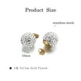 thumbnail image 4 of PYNZY Crystal Ball Earrings Stud 14K Yellow Gold Plated Bling Unisex Dainty Studs Jewelry 10MM, 4 of 4