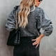 thumbnail image 4 of Camisa vaquera Cuello vuelto Botones en el pecho Puff Manga larga Chaqueta vaquera elegante de moda, 4 of 6
