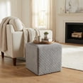 thumbnail image 3 of Cortesi Home Sooki Cube Ottoman with Diamond Stitching in Gray Velvet, 3 of 10