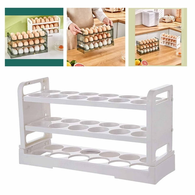 Boîte de Rangement pour Oeufs à 3 Couches Porte-Oeufs Étui de Conservation des Oeufs pour Réfrigérateur Cuisine Blanc