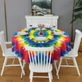 thumbnail image 2 of Colorful Rainbow Tie Dye Spiral Pattern Round Tablecloth 60"x60",Wrinkle Wipeable Table Cloth for Kitchen Dining Room Picnic Patio Party, 2 of 6