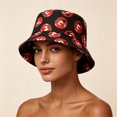 thumbnail image 4 of PureCasa Unisex Bucket Hat Holiday Cute Bucket Hat Beach Outdoor Travel Hiking Beach Caps Sun Hat for Party, 4 of 5