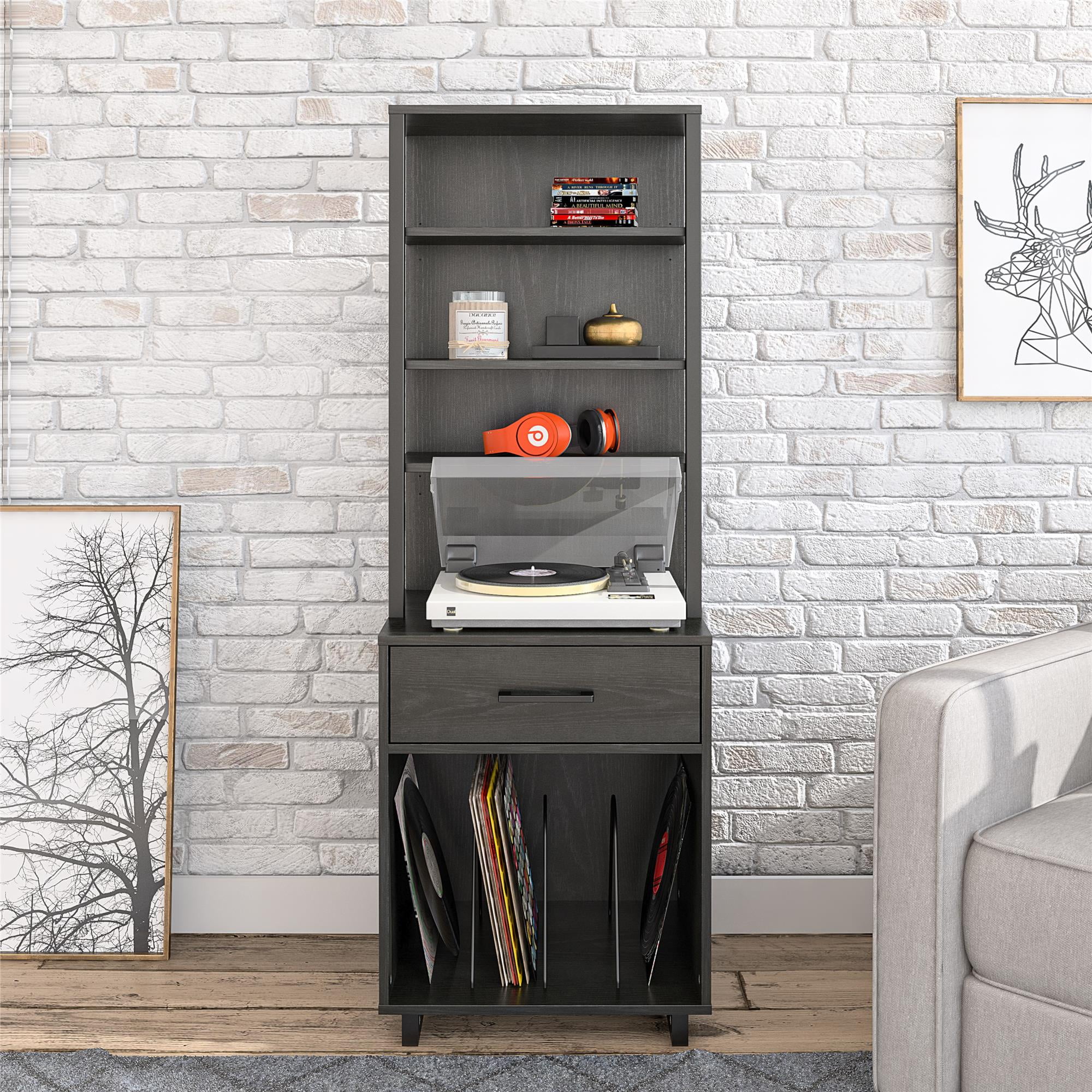 Ameriwood Home Carson Tall Turntable Stand Espresso Walmart