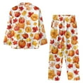 thumbnail image 4 of SCRAWLGOD Fall Decor Mens Pajamas Set, Comfy Button Down Notched Collar Pajamas for Men, Long Sleeve Mens Sleepwear with Pockets & Elastic Band, Set of 2, Pumpkin Maple Leaf Yellow White, XS, 4 of 6