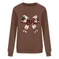 thumbnail image 4 of Moxiu Christmas Sweatshirt for Women Vintage Santa Claus Merry Christmas Crewneck Long Sleeve Holiday Pullover Top Brown,M, 4 of 4
