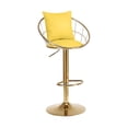 thumbnail image 6 of Velvet Bar Chair Set of 2, Pure Gold Plated Dining Room Chairs with Golden Metal Leg, 360 Degree Rotation Adjustable Height Kitchen Chairs, Suitable for Dinning Room and Bar, Yellow, 6 of 7
