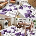 thumbnail image 5 of Purple Tulip Washable Area Rug 3x5 Minimalist Modern Flowers Art Low-Profile Large Area Rugs with Non Slip Backing Indoor Floor Carpet for Entrance Living Room Bedroom Home Office, 5 of 9