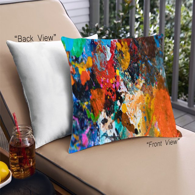 Ahgly Company Abstract Paint Splatter Coussin Extérieur, 18 Pouces par 18 Pouces