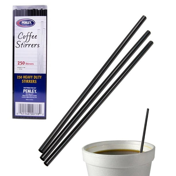 500 Heavy Duty Plastic Coffee Black Stirrers Drink Sip Stir Mixing