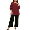 thumbnail image 2 of Agnes Orinda Women's Plus Size Chiffon Tops Batwing Ruffle Long Sleeve Casual Loose Shirts Blouses 3X Burgundy, 2 of 6