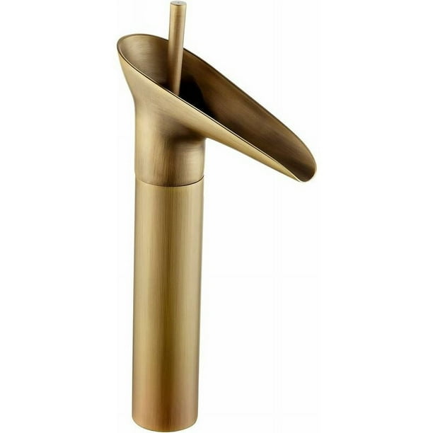 Grifo de lavabo de una sola manija, grifo antiguo de cobre europeo con control de agua fría y caliente, núcleo de válvula de cerámica, latón resistente a la corrosión, fácil instalación, montaje en