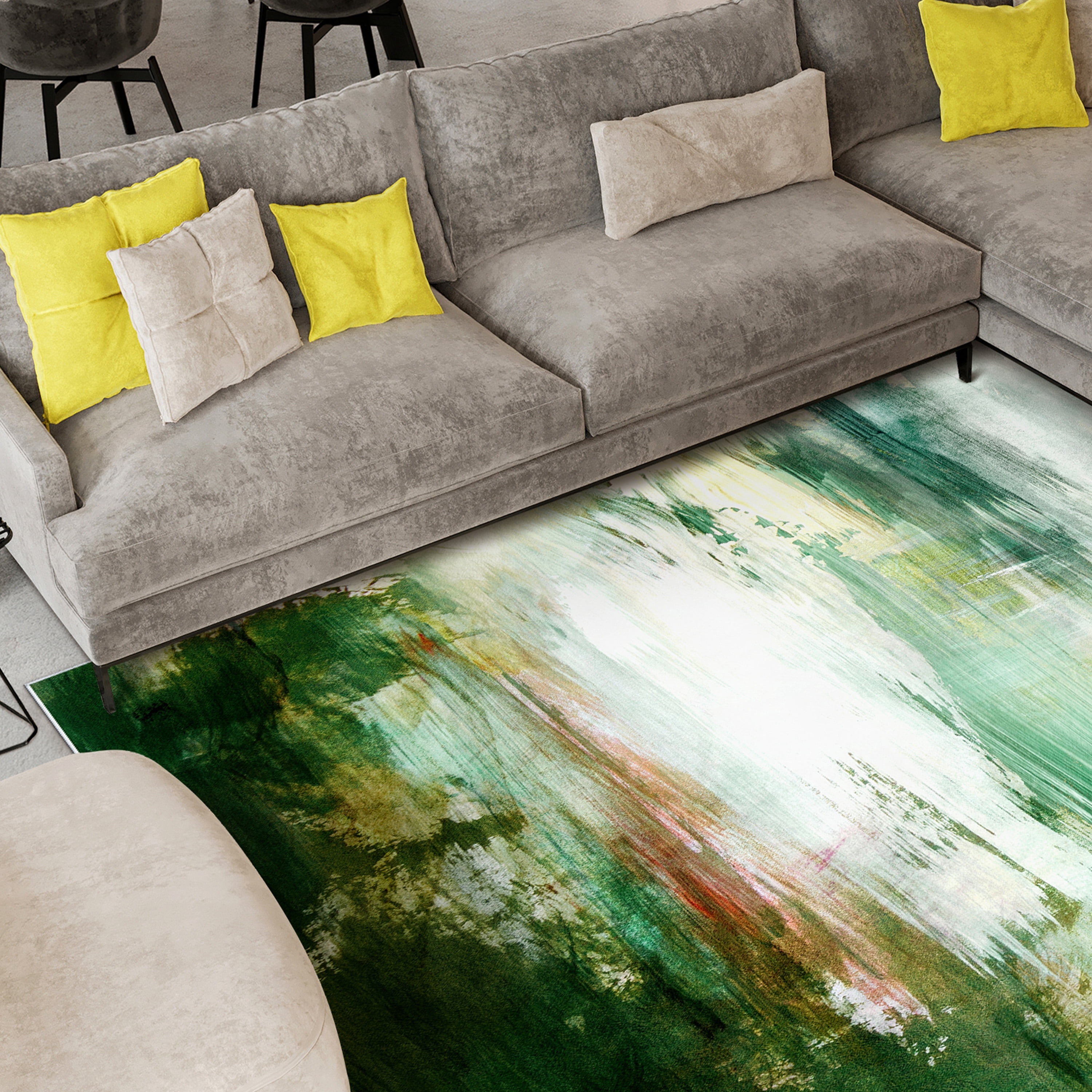 Garden Dreams Washable Abstract Art Area Rug size 8'x10', Power-loomed, Heavenly Softness with Non-Slipping Backing