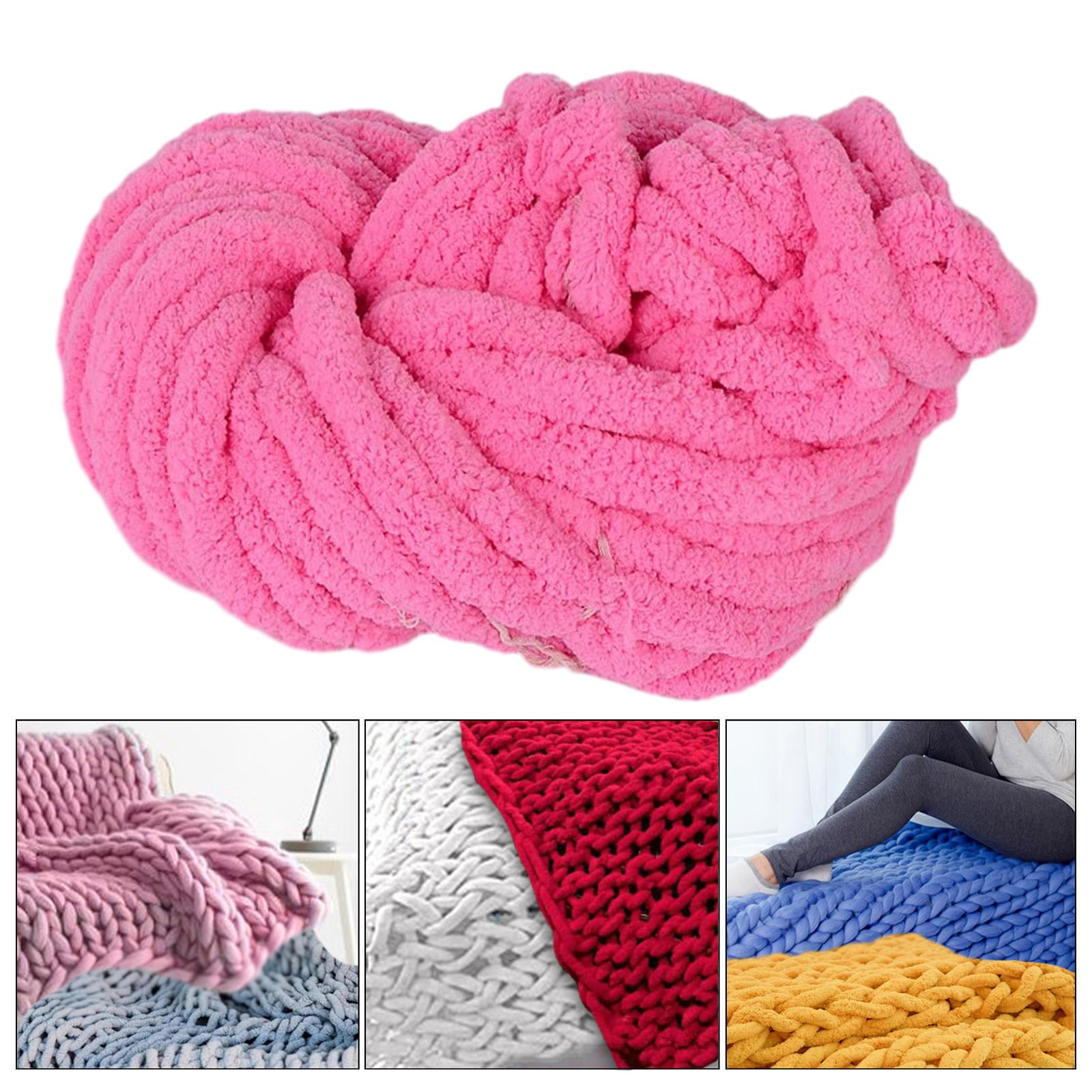 Abbraccia Chunky Chenille Yarn Acrylic Fibers Gauge 7 Jumbo Giant Washable Bulky Yarn Thick Yarn for Sofa Throw Crocheting Hat Blanket Dark Pink