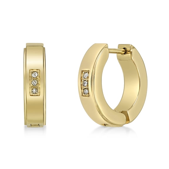 Gold Ion Plated No Metal Hoop Earrings - 4MM with Hinged Back (Pair)