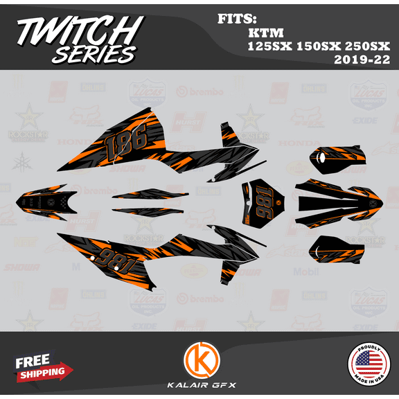 Kalair GFX Graphics Kit for KTM Motocross 2-Stroke 125SX,150SX and 250SX (2019-2022) Twitch Series