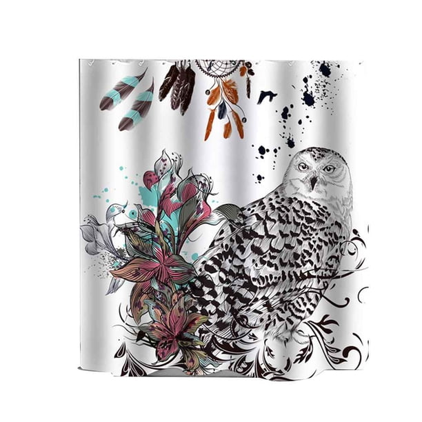 Cortina de ducha impermeable con estampado de animales de dibujos animados, cortina de baño de tela de poliéster, cortinas bohemias de baño para el hogar Advancent JJ19013-04