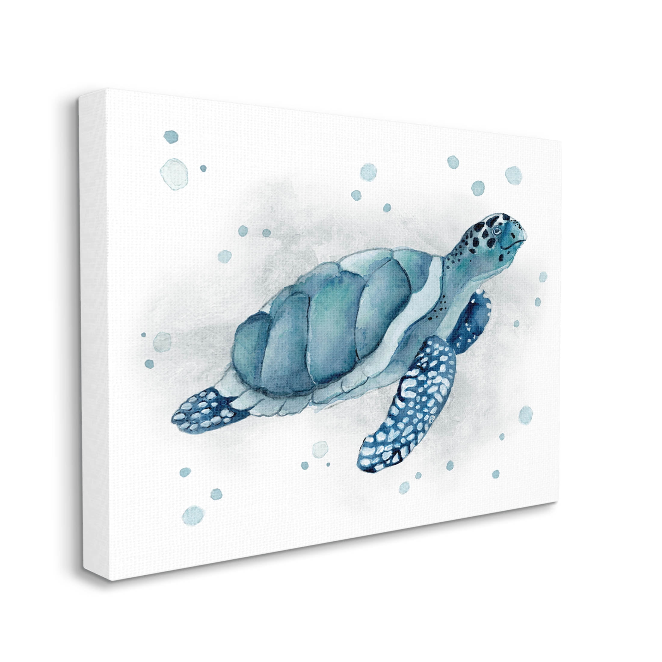 Stupell Industries Blue Happy Turtle Bubbles Graphic Art Gallery Wrapped Canvas Print Wall Art, Design by Janet Tava