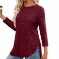 thumbnail image 4 of Yievot Long Sleeve Shirts for Women Ribbed Knit Tunic Tops Dressy Crew Neck Lightweight Sweaters, 4 of 6