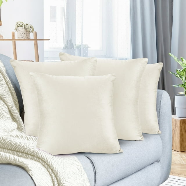 Lot de 4 Housses de Coussin en Velours Décoratives, Douces, Carrées, 26 Pouces x 26 Pouces