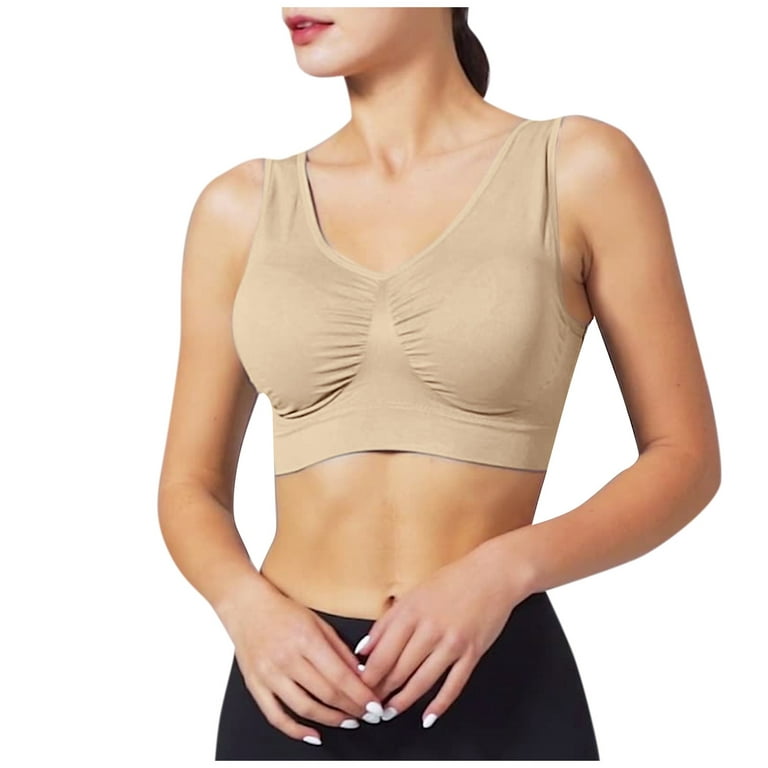BallsFHK Nipple Cover Bra Double Layer Vest Bra With Chest Pad And No Steel  Ring Women's Underwear Oversized Sports Bra