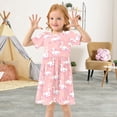 thumbnail image 3 of FORMRS Girls Short Sleeve Dress Summer Casual Round Neck A-line Beach Sundress, Sizes 2T-8T, Pink Cartoon Swans Pattern, 3 of 8