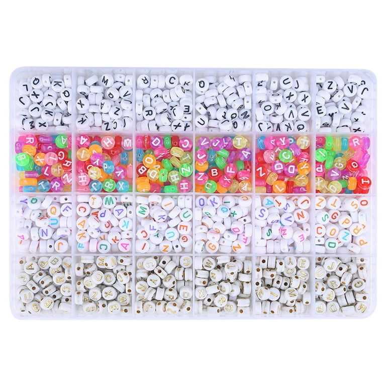 3720 Pcs Glass Bead Set, Small Pony Beads Friendship Bracelet Kit, Abc  Letter Round Alphabet Spacer Beads With 2 Roll Elastic Strings And 1  Tweezers F