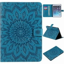 For iPad 2/3/4 Sunflower Embossed PU Leather Flip Stand Case Auto Wake/Sleep Smart Cover