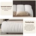 thumbnail image 5 of Queen Bed Frame with Thick Headboard, Leather Upholstered Platform Bed with Oversized Padded Backres and Sturdy Wood Slats for Bedroom, No Box Spring Needed, White, 5 of 7