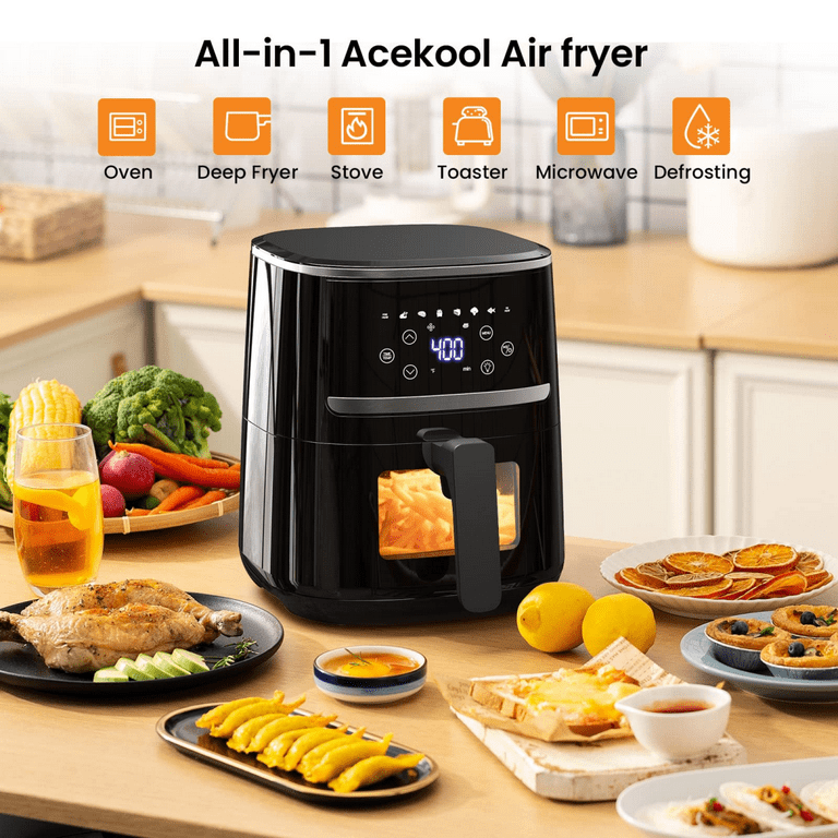 5Qt Air Fryer Oven with Silicone Liner, LED Touch Digital Screen, Quiet  Operation Dishwasher Safe