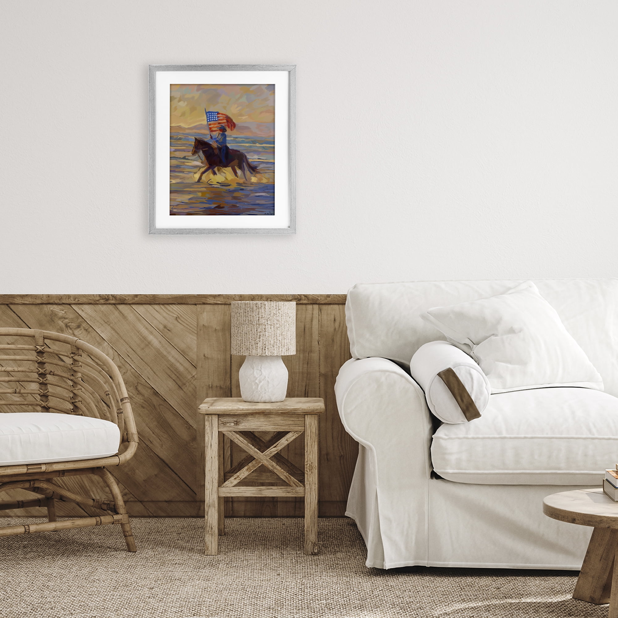 Stupell Industries American Cowgirl Abstraction Gray Framed Print Under Glass, design by Amelia Noyes