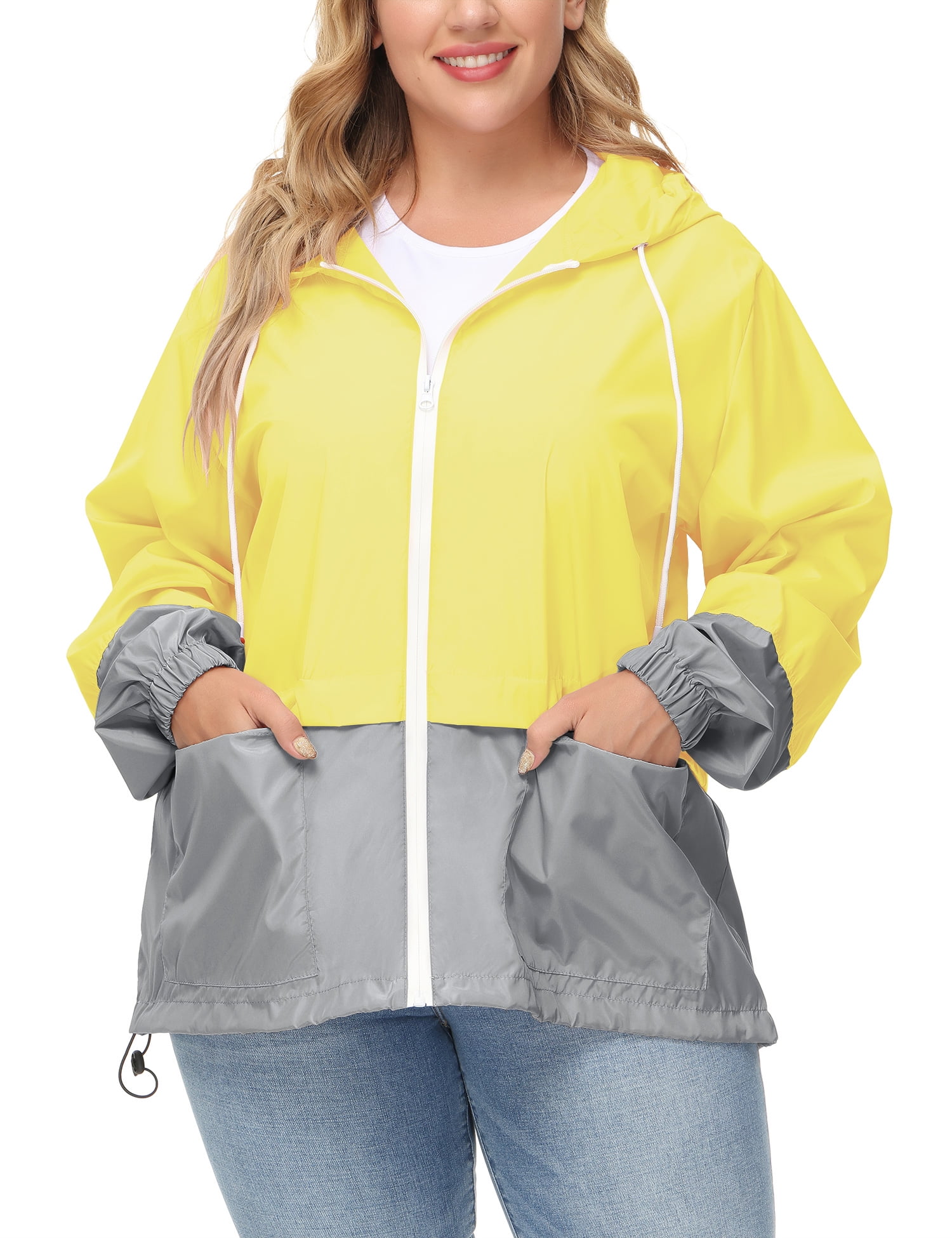 Avoogue Women's Long Raincoat with Hood Outdoor Lightweight Windbreaker Rain Jacket Waterproof 