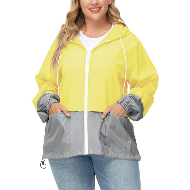 Avoogue Women Plus Size Waterproof Rain Jacket Raincoat Packable ...