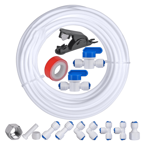 32.8ft Refrigerator Water Line Kit ,1/4inch OD Water Line Kit for Fridge Icemaker Reverse Osmosis System Water Filter