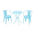 thumbnail image 2 of Christopher Knight Home Modern 3-Piece Outdoor Bistro Set, Chairs with Cutout Backs and Round Table, Matte Light Blue, 2 of 7
