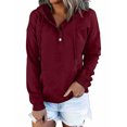 thumbnail image 1 of Worallymy Mujeres Otoño Invierno Sudadera con capucha Manga larga Color sólido Casual Prendas de vestir Jersey con capucha con bolsillo con cordón Worallymy JD735906115, 1 of 5