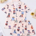 thumbnail image 2 of Pajamas for Women Set Short Sleeve Cats Printed Shirts Wide Leg Elastic Shorts Sleepwear Outfit, 2 of 4