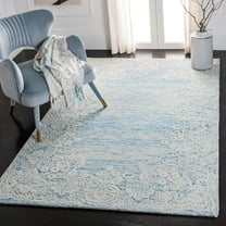 SAFAVIEH Glamour Stanice Distressed Floral Wool Area Rug, Blue/Ivory, 5' x 8'